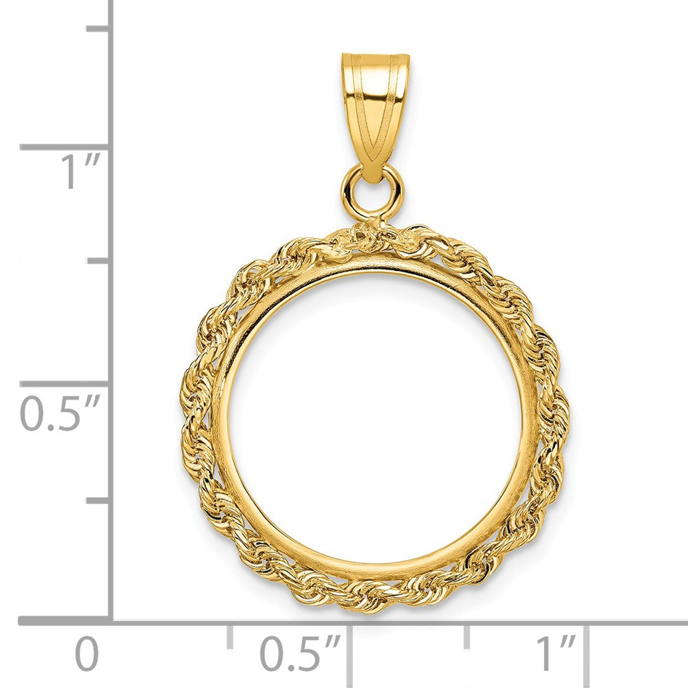 FJC Finejewelers 14 kt Yellow Gold Polished Rope 17.8mm Prong Coin Bezel Pendant