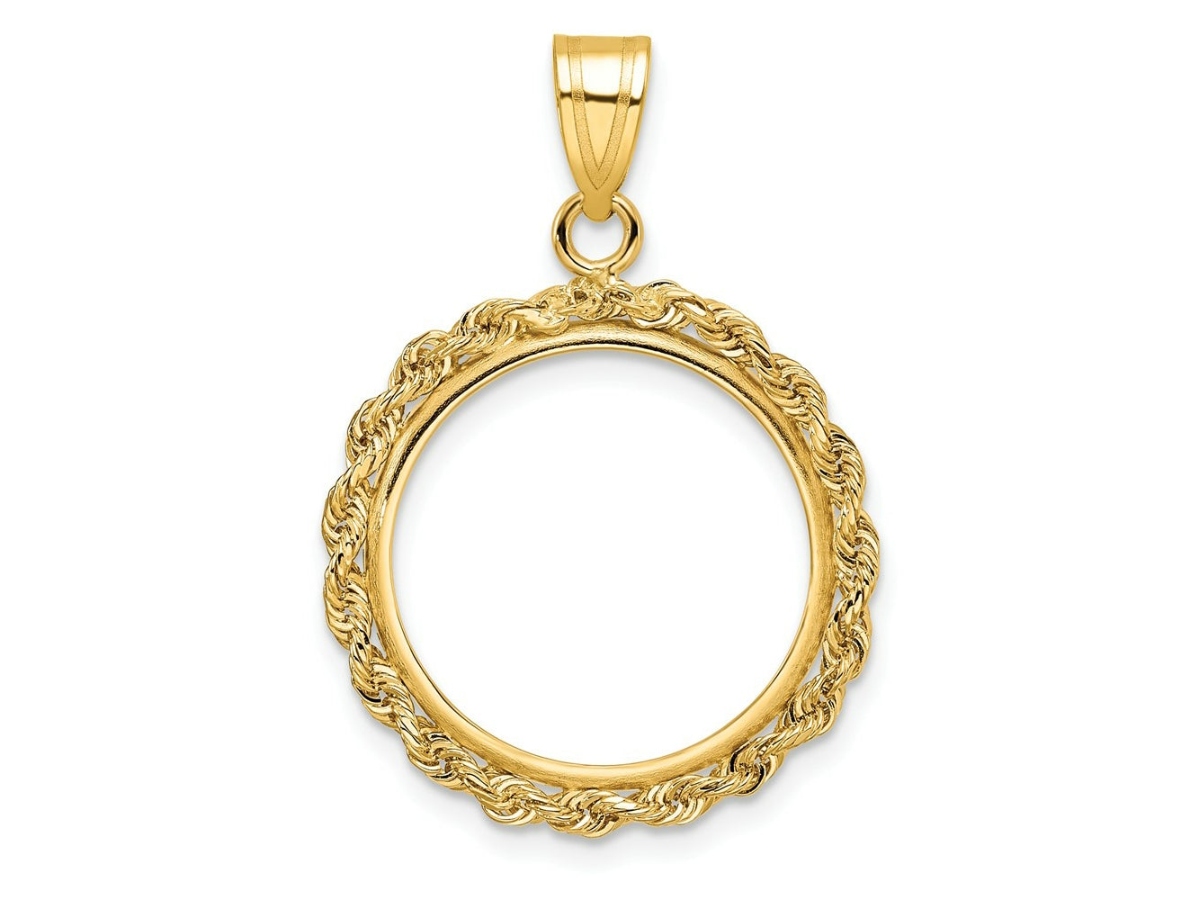 FJC Finejewelers 14 kt Yellow Gold Polished Rope 17.8mm Prong Coin Bezel Pendant