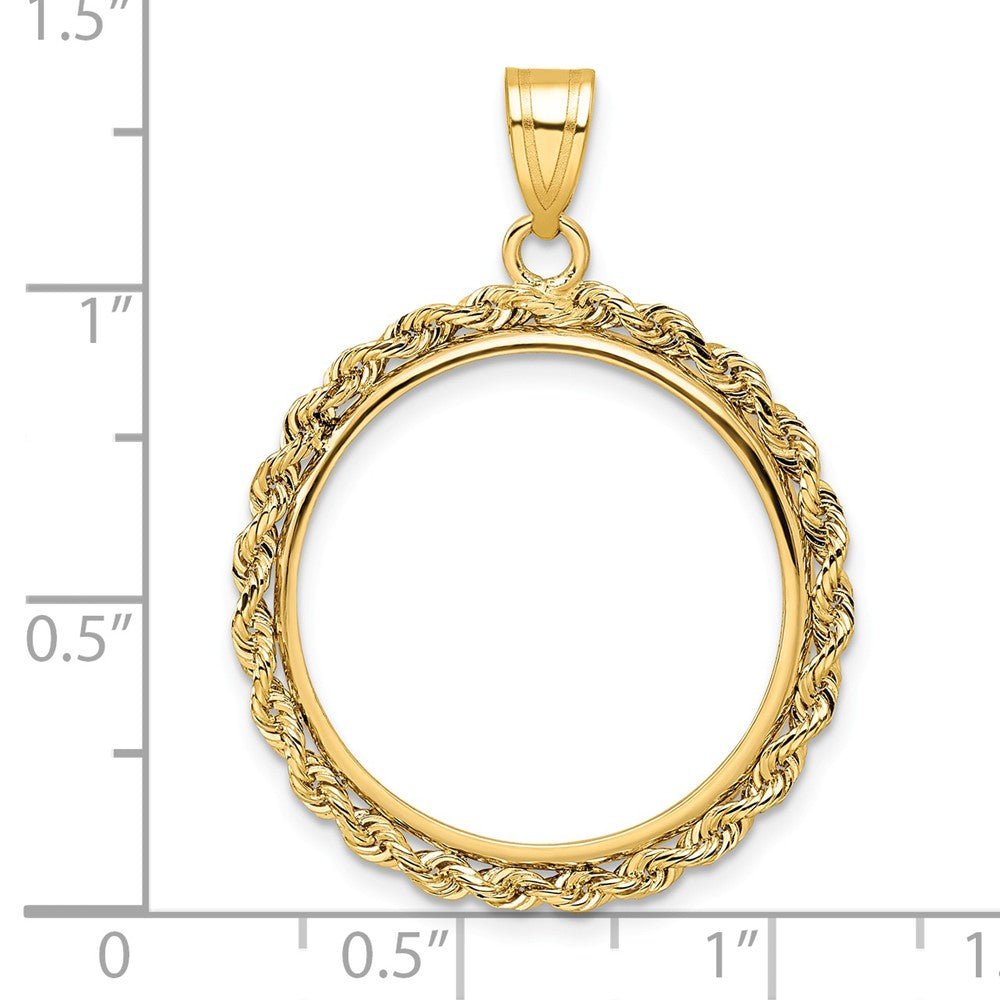 FJC Finejewelers 14 kt Yellow Gold Polished Rope 21.6mm Prong Coin Bezel Pendant