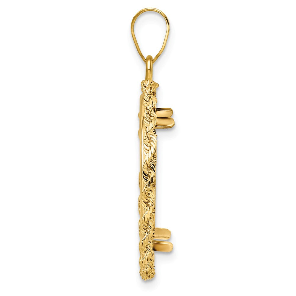 FJC Finejewelers 14 kt Yellow Gold Polished Rope 21.6mm Prong Coin Bezel Pendant