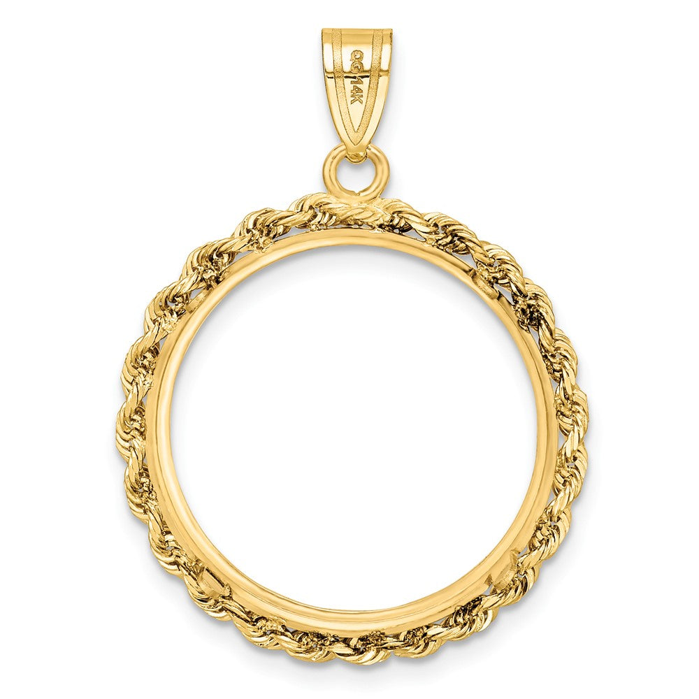 FJC Finejewelers 14 kt Yellow Gold Polished Rope 21.6mm Prong Coin Bezel Pendant