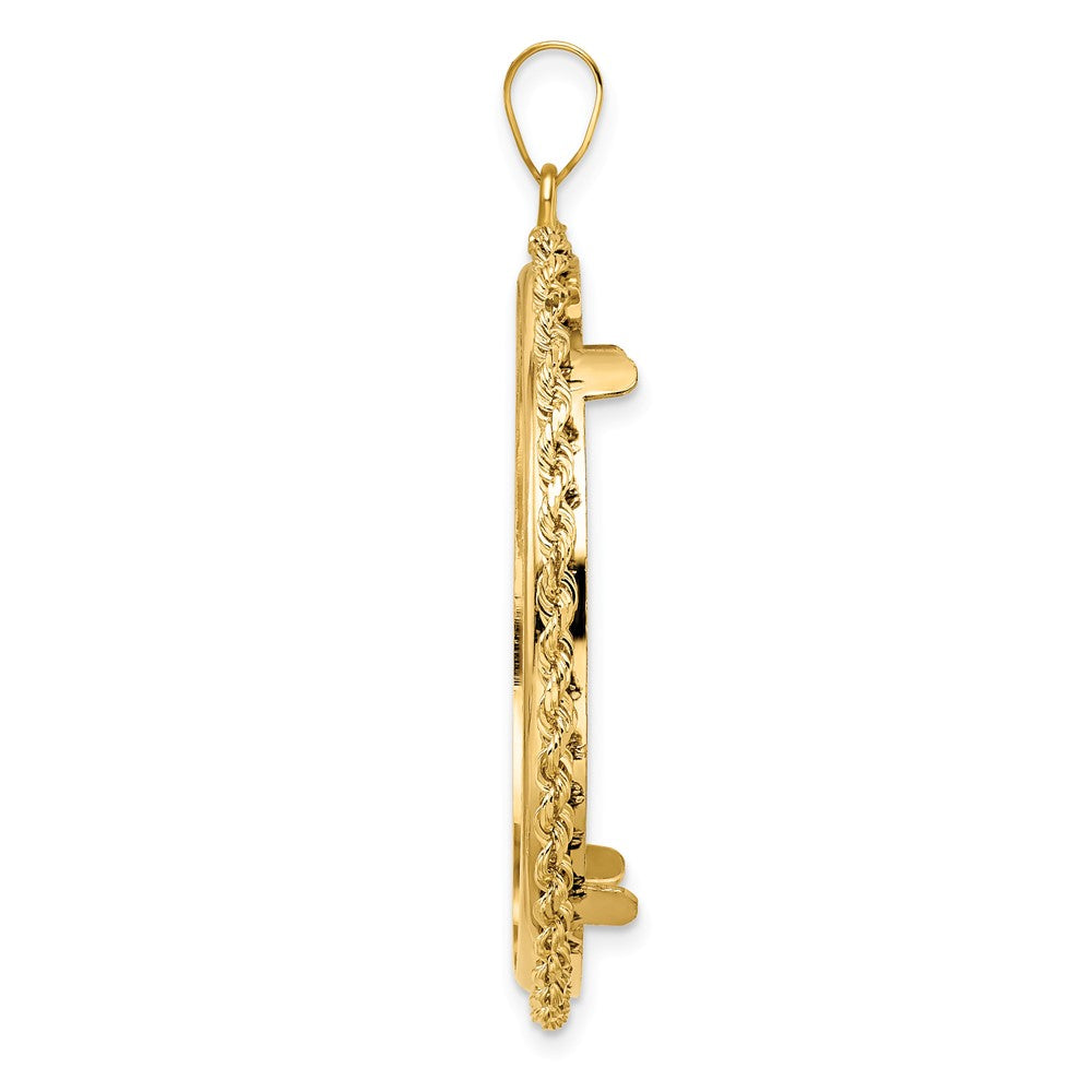 FJC Finejewelers 14 kt Yellow Gold Polished Rope 34.2mm Prong Coin Bezel Pendant
