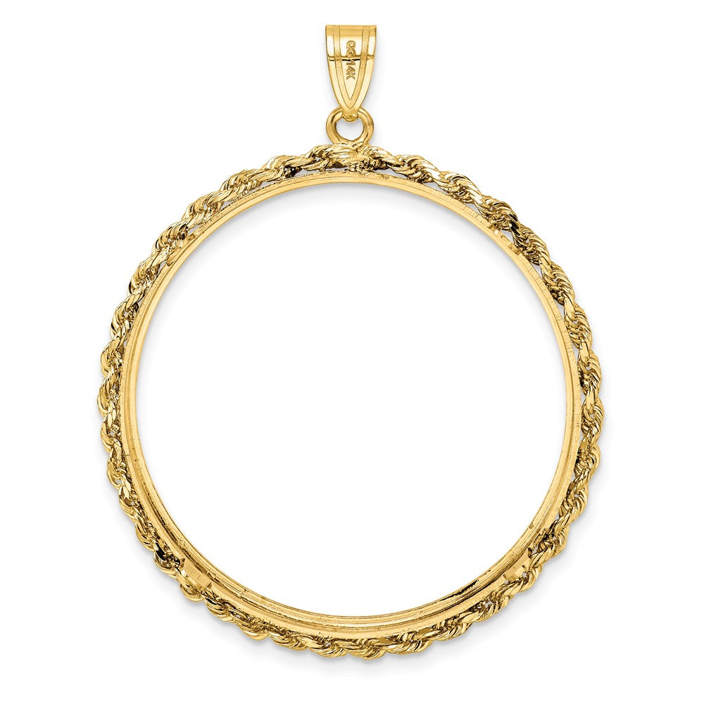 FJC Finejewelers 14 kt Yellow Gold Polished Rope 34.2mm Prong Coin Bezel Pendant