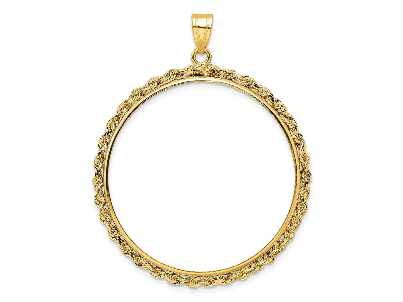 FJC Finejewelers 14 kt Yellow Gold Polished Rope 34.2mm Prong Coin Bezel Pendant