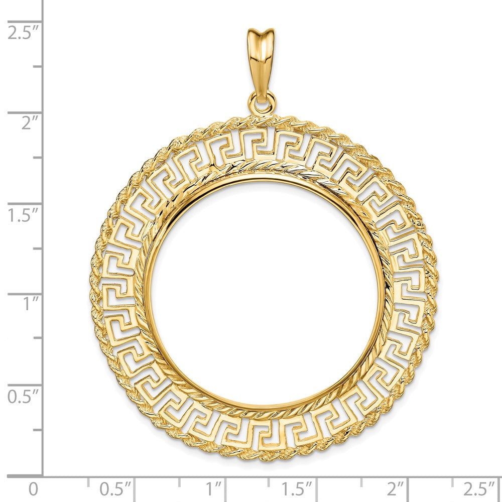 FJC Finejewelers 14 kt Yellow Gold Greek Key with Rope Border 32.7mm Prong Coin Bezel Pendant