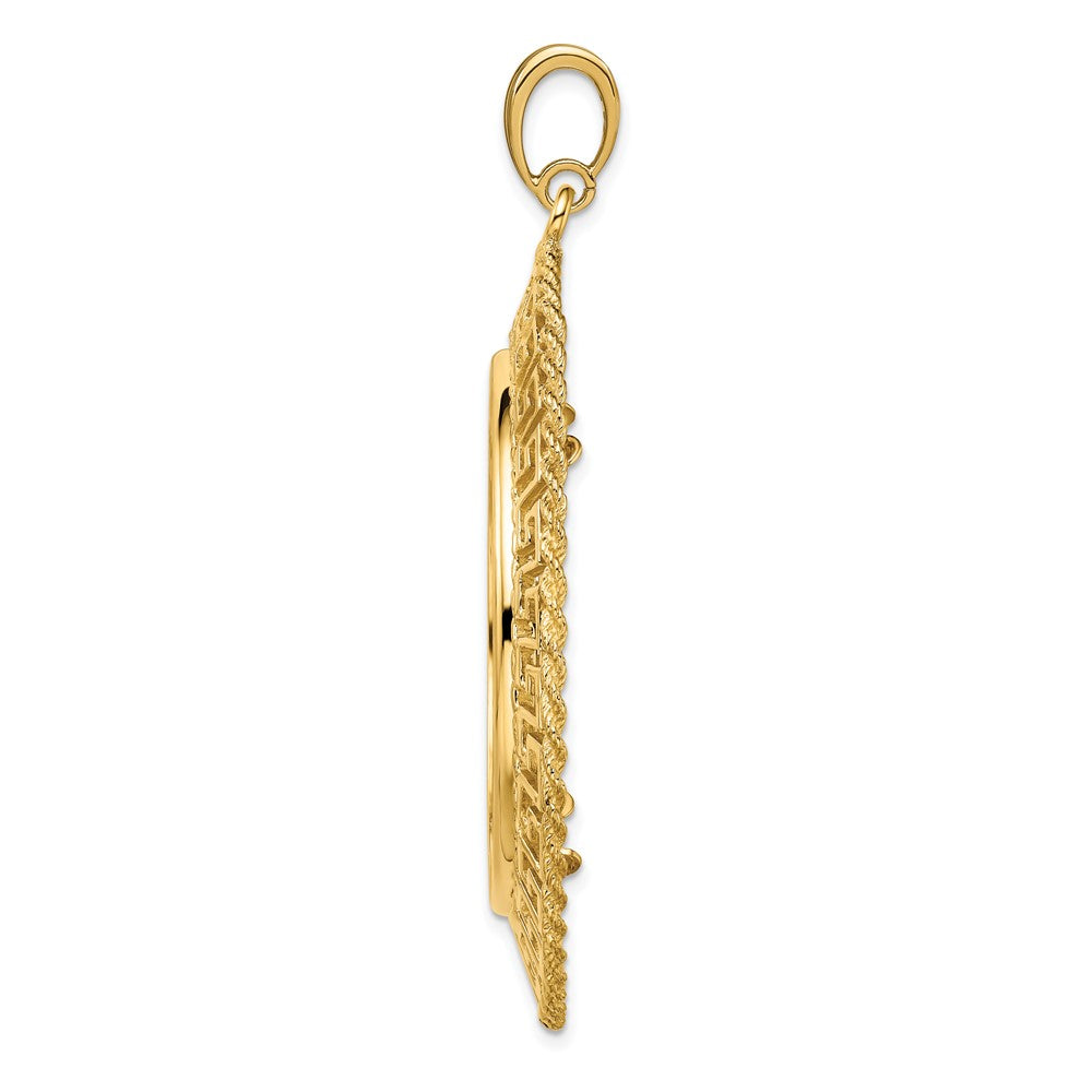 FJC Finejewelers 14 kt Yellow Gold Greek Key with Rope Border 34.2mm Prong Coin Bezel Pendant