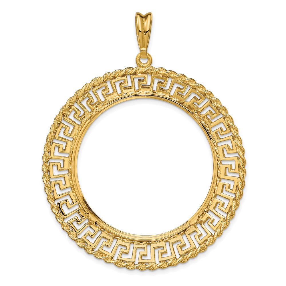 FJC Finejewelers 14 kt Yellow Gold Greek Key with Rope Border 34.2mm Prong Coin Bezel Pendant