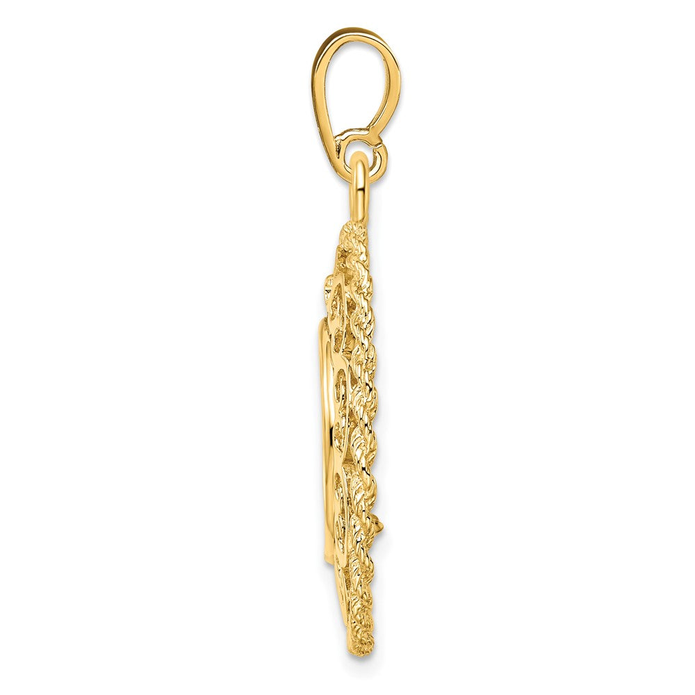 FJC Finejewelers 14 kt Yellow Gold Scroll Design with Rope Edge 13.0mm Prong Coin Bezel Pendant