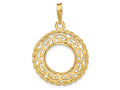 FJC Finejewelers 14 kt Yellow Gold Scroll Design with Rope Edge 13.0mm Prong Coin Bezel Pendant
