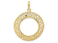 FJC Finejewelers 14 kt Yellow Gold Scroll Design with Rope Edge 22.0mm Prong Coin Bezel Pendant