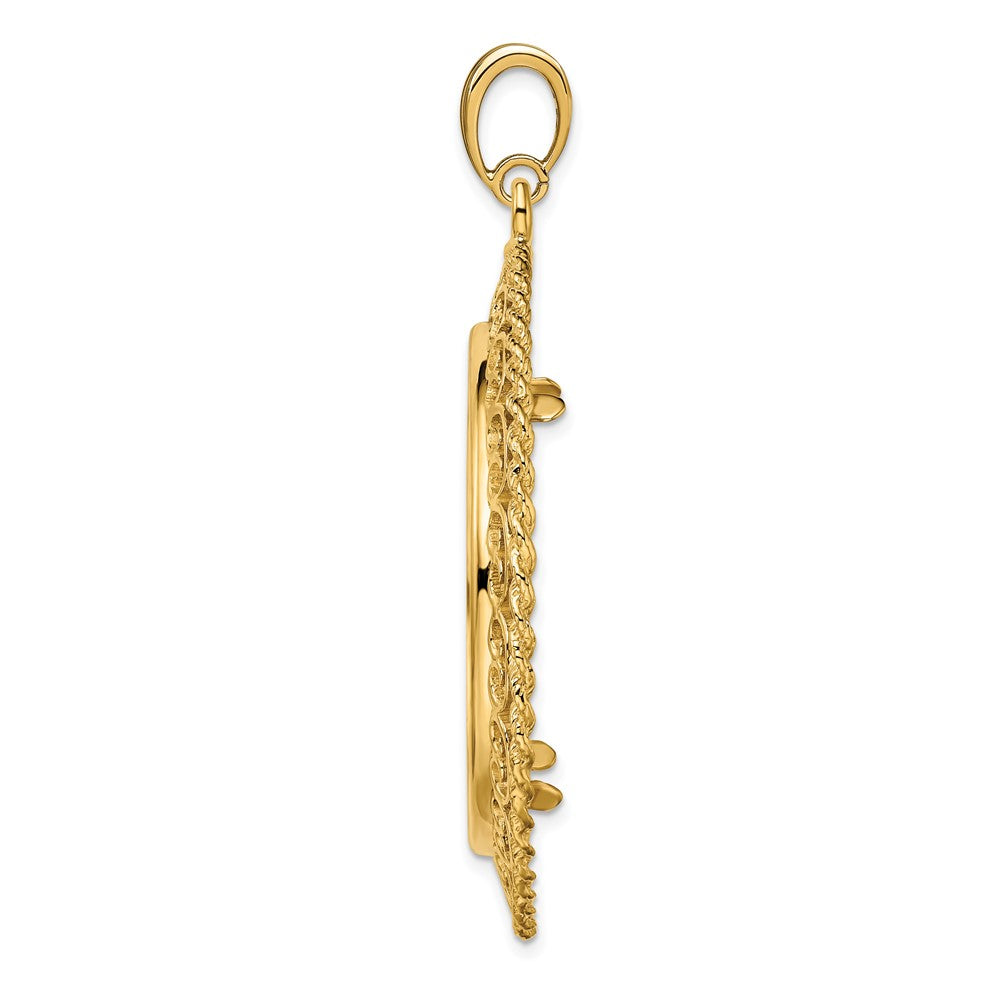 FJC Finejewelers 14 kt Yellow Gold Scroll Design with Rope Edge 32.7mm Prong Coin Bezel Pendant