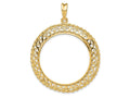 FJC Finejewelers 14 kt Yellow Gold Scroll Design with Rope Edge 32.7mm Prong Coin Bezel Pendant