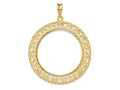 FJC Finejewelers 14 kt Yellow Gold Scroll Design with Rope Edge 34.2mm Prong Coin Bezel Pendant