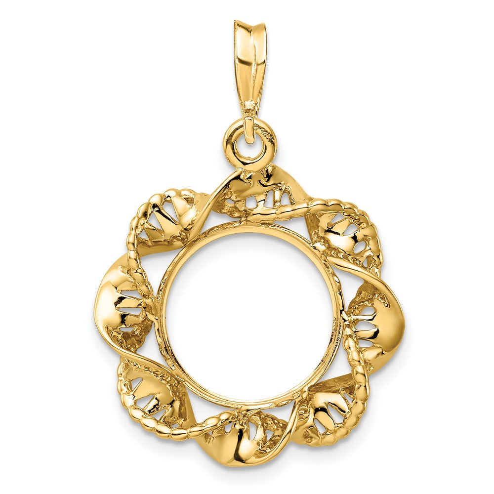 FJC Finejewelers 14 kt Yellow Gold Fancy Twisted Ribbon 13.0mm Prong Coin Bezel Pendant