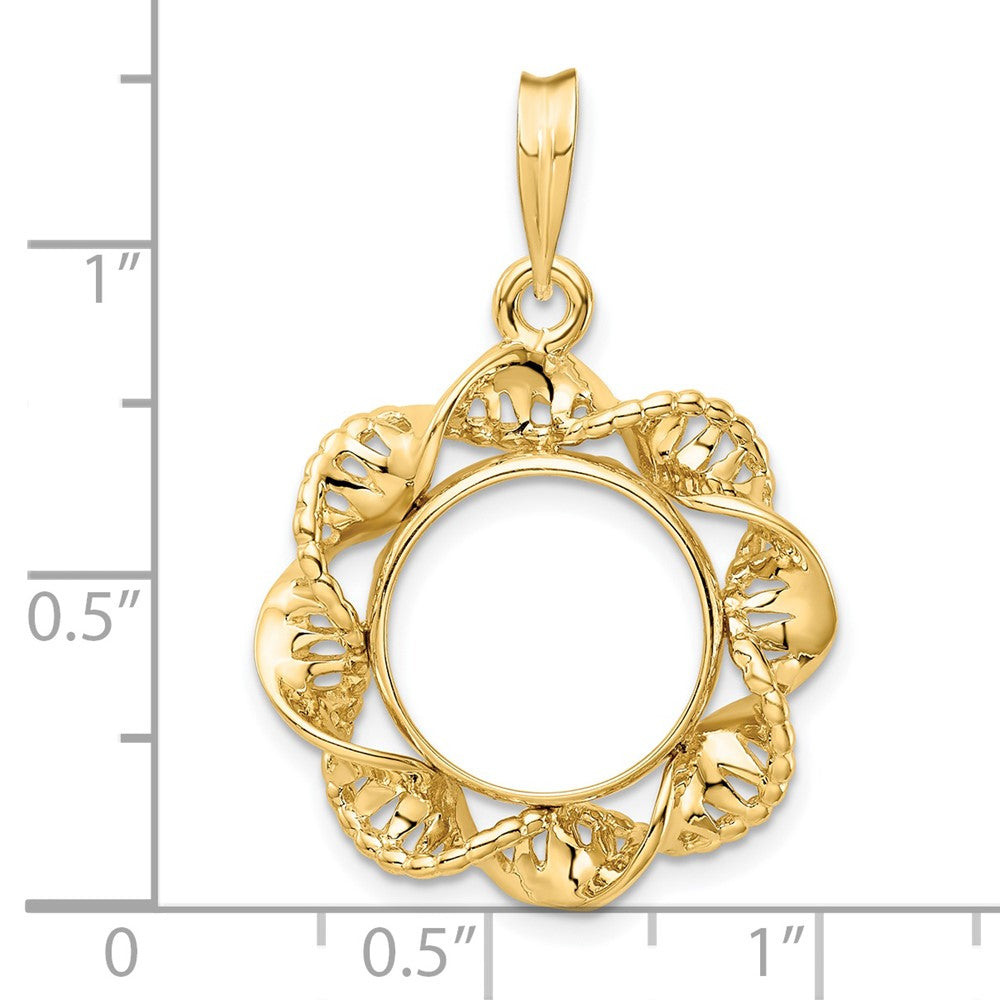 FJC Finejewelers 14 kt Yellow Gold Fancy Twisted Ribbon 13.0mm Prong Coin Bezel Pendant