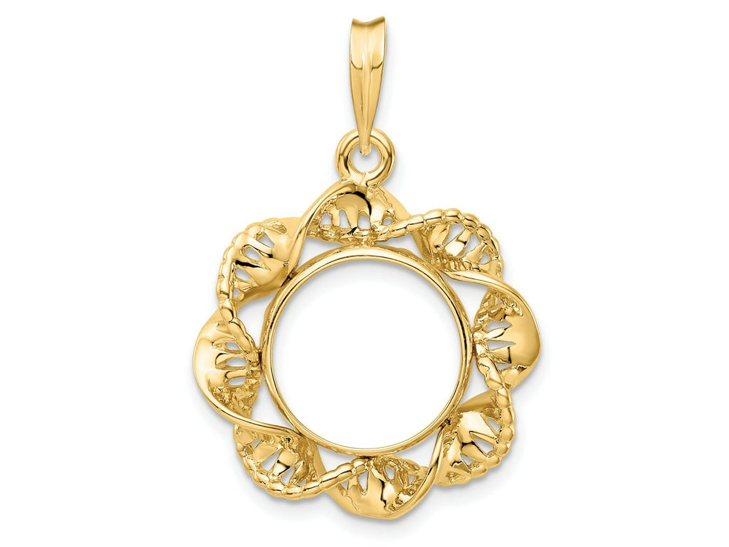 FJC Finejewelers 14 kt Yellow Gold Fancy Twisted Ribbon 13.0mm Prong Coin Bezel Pendant