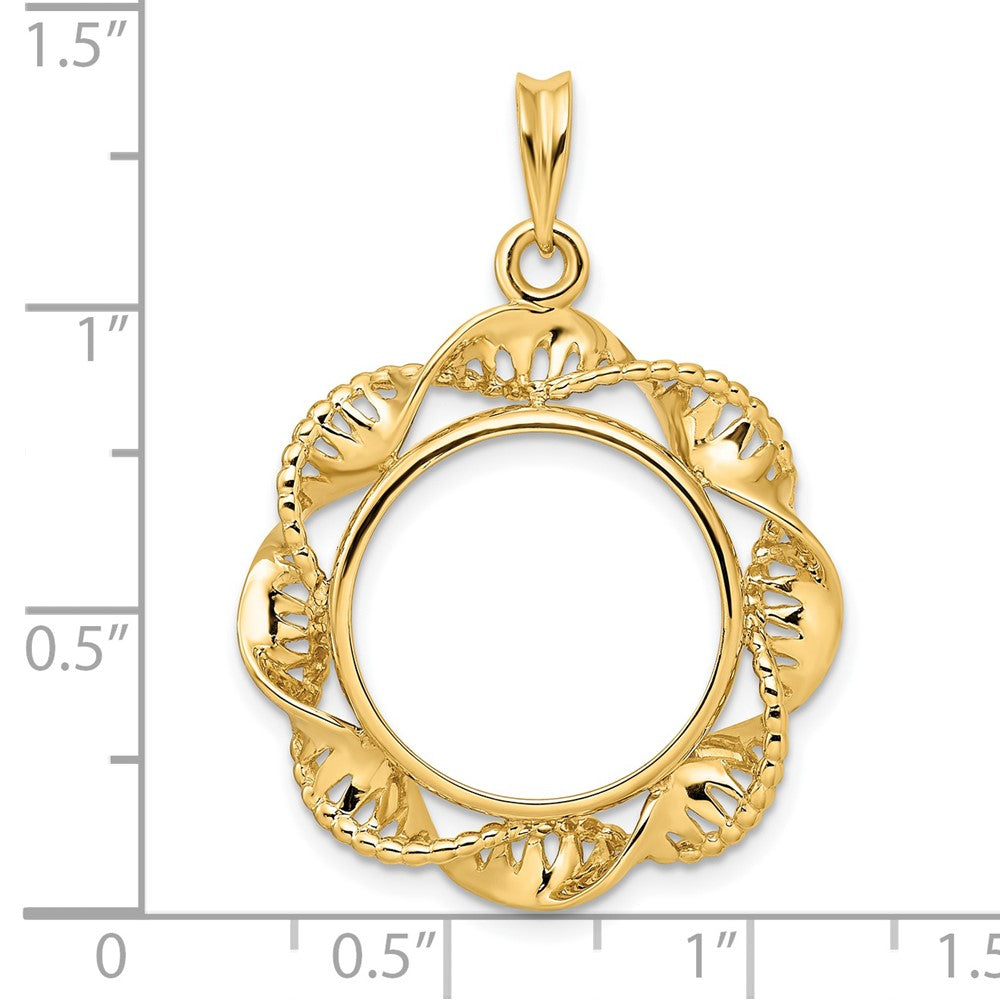 FJC Finejewelers 14 kt Yellow Gold Fancy Twisted Ribbon 18.0mm Prong Coin Bezel Pendant