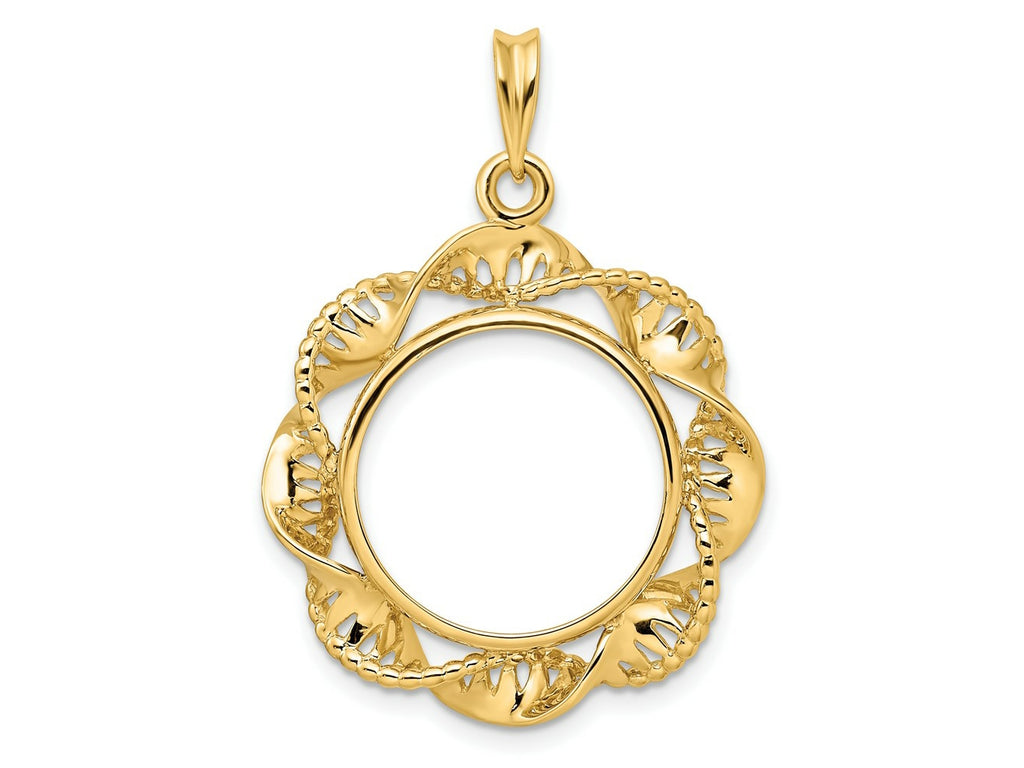 FJC Finejewelers 14 kt Yellow Gold Fancy Twisted Ribbon 18.0mm Prong Coin Bezel Pendant