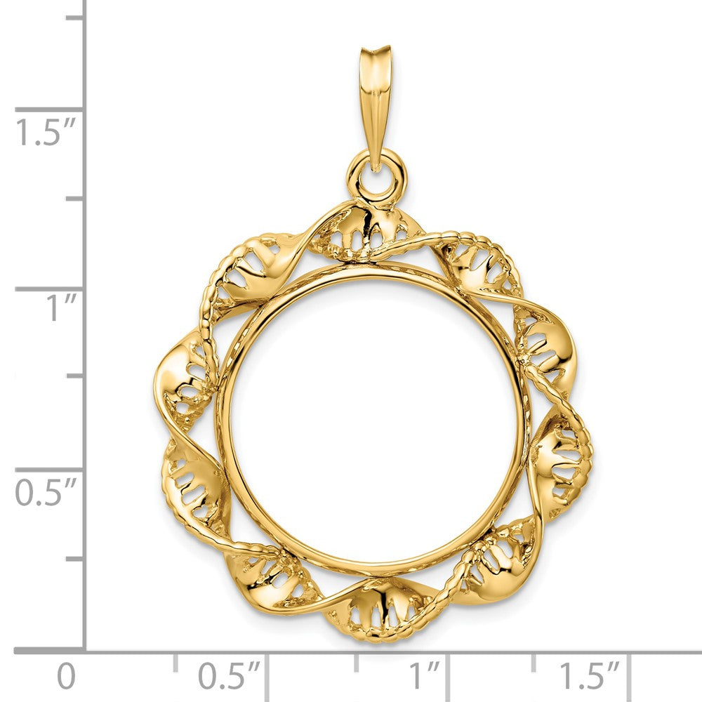 FJC Finejewelers 14 kt Yellow Gold Fancy Twisted Ribbon 21.6mm Prong Coin Bezel Pendant