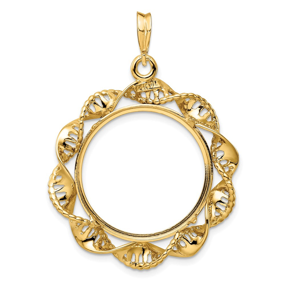 FJC Finejewelers 14 kt Yellow Gold Fancy Twisted Ribbon 21.6mm Prong Coin Bezel Pendant
