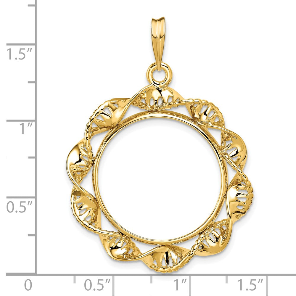 FJC Finejewelers 14 kt Yellow Gold Fancy Twisted Ribbon 22.0mm Prong Coin Bezel Pendant