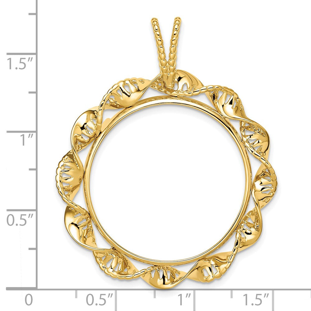 FJC Finejewelers 14 kt Yellow Gold Fancy Twisted Ribbon 27.0mm Prong Coin Bezel Pendant
