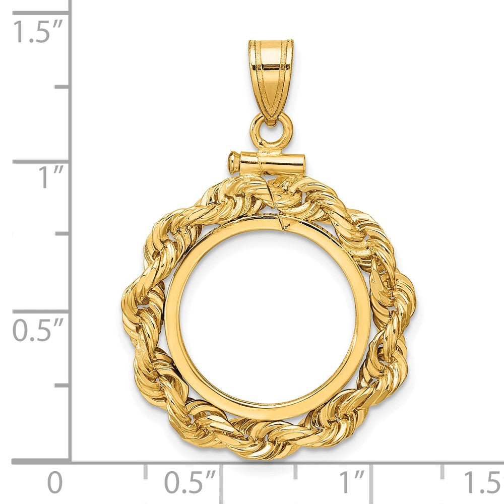 FJC Finejewelers 14 kt Yellow Gold Rope 16.5mm x 1.35mm Screw Top Coin Bezel Pendant