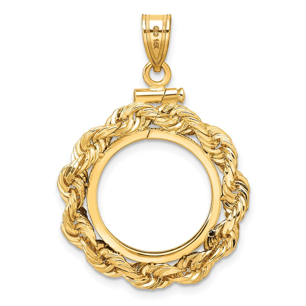 FJC Finejewelers 14 kt Yellow Gold Rope 16.5mm x 1.35mm Screw Top Coin Bezel Pendant