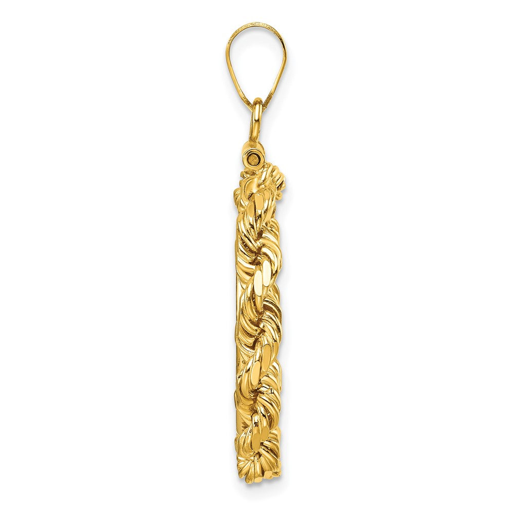 FJC Finejewelers 14 kt Yellow Gold Rope 18.0mm x 1.35mm Screw Top Coin Bezel Pendant