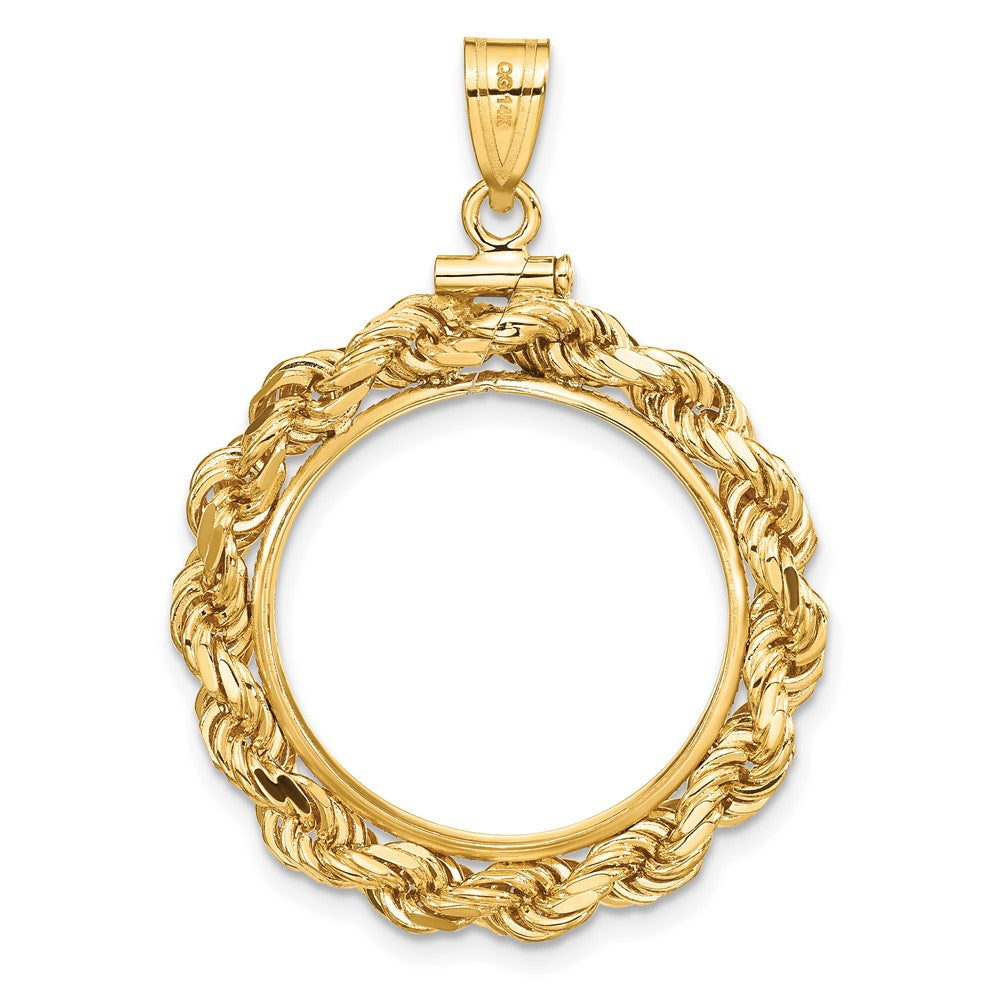 FJC Finejewelers 14 kt Yellow Gold Rope 21.6mm x 1.7mm Screw Top Coin Bezel Pendant