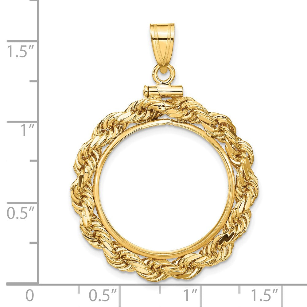 FJC Finejewelers 14 kt Yellow Gold Rope 21.6mm x 1.7mm Screw Top Coin Bezel Pendant
