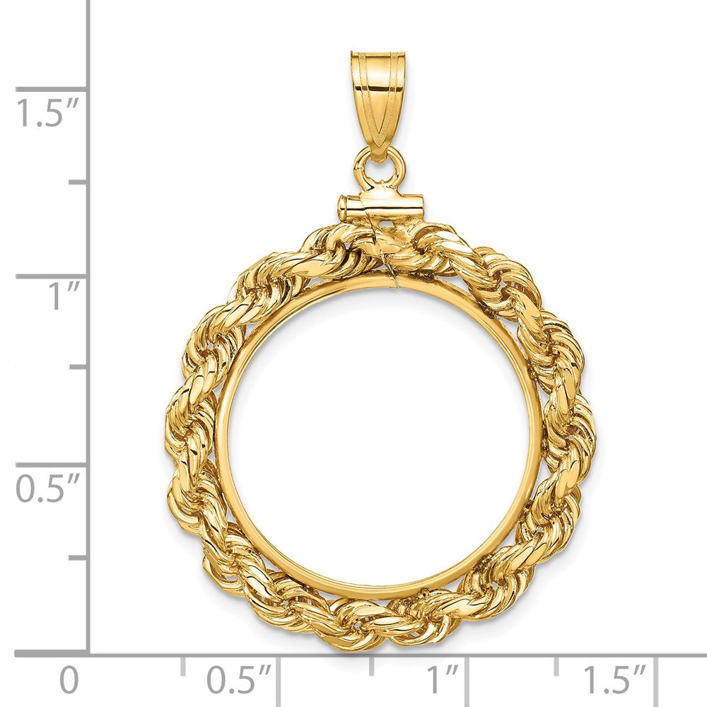 FJC Finejewelers 14 kt Yellow Gold Rope 22.0mm x 1.9mm Screw Top Coin Bezel Pendant
