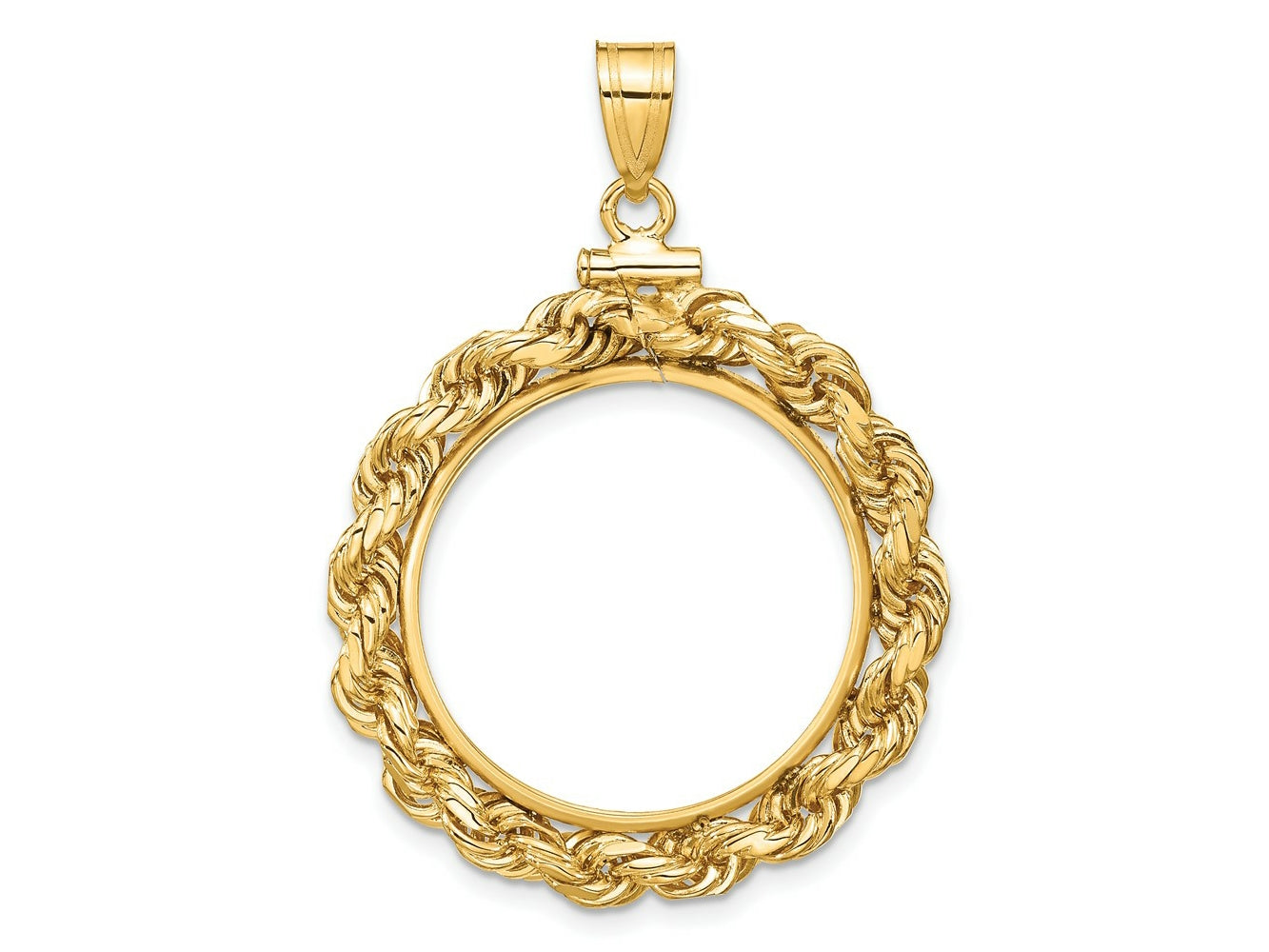 FJC Finejewelers 14 kt Yellow Gold Rope 22.0mm x 1.9mm Screw Top Coin Bezel Pendant