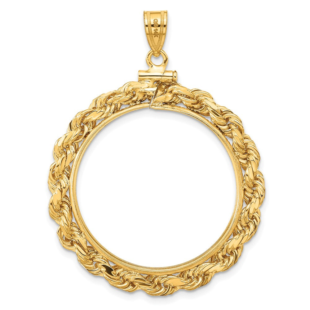 FJC Finejewelers 14 kt Yellow Gold Rope 27.0mm x 2.35mm Screw Top Coin Bezel Pendant