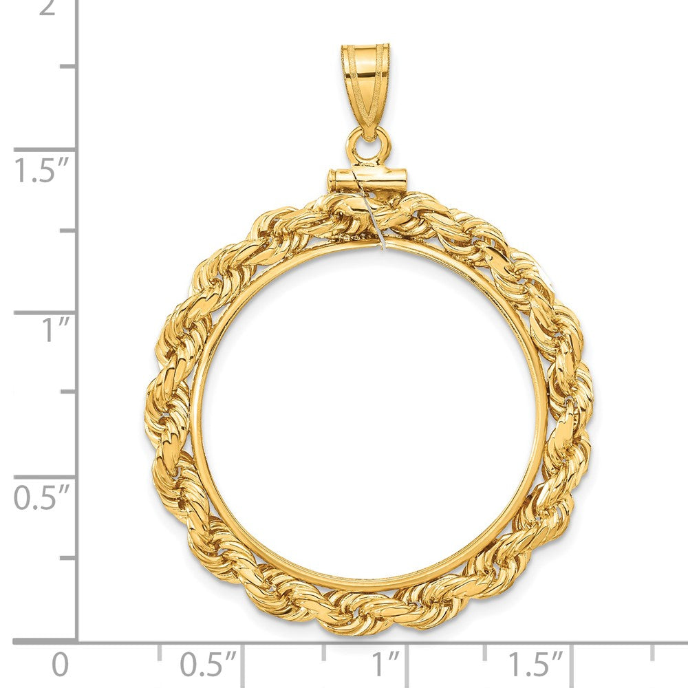 FJC Finejewelers 14 kt Yellow Gold Rope 27.0mm x 2.35mm Screw Top Coin Bezel Pendant