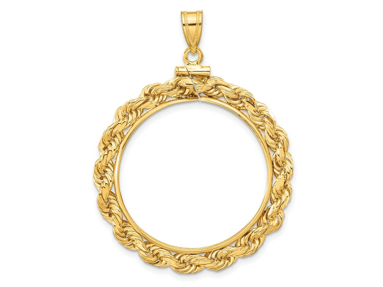 FJC Finejewelers 14 kt Yellow Gold Rope 27.0mm x 2.35mm Screw Top Coin Bezel Pendant