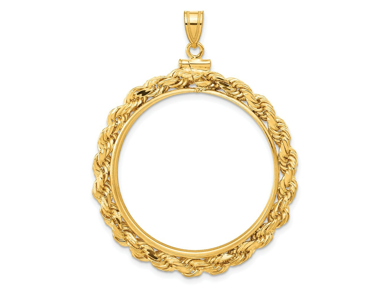 FJC Finejewelers 14 kt Yellow Gold Rope 32.0mm x 2.85mm Screw Top Coin Bezel Pendant