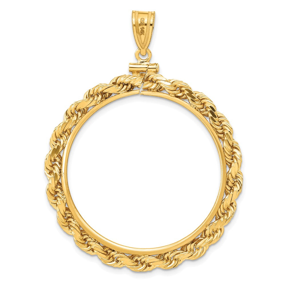 FJC Finejewelers 14 kt Yellow Gold Rope 32.7mm x 3.00mm Screw Top Coin Bezel Pendant