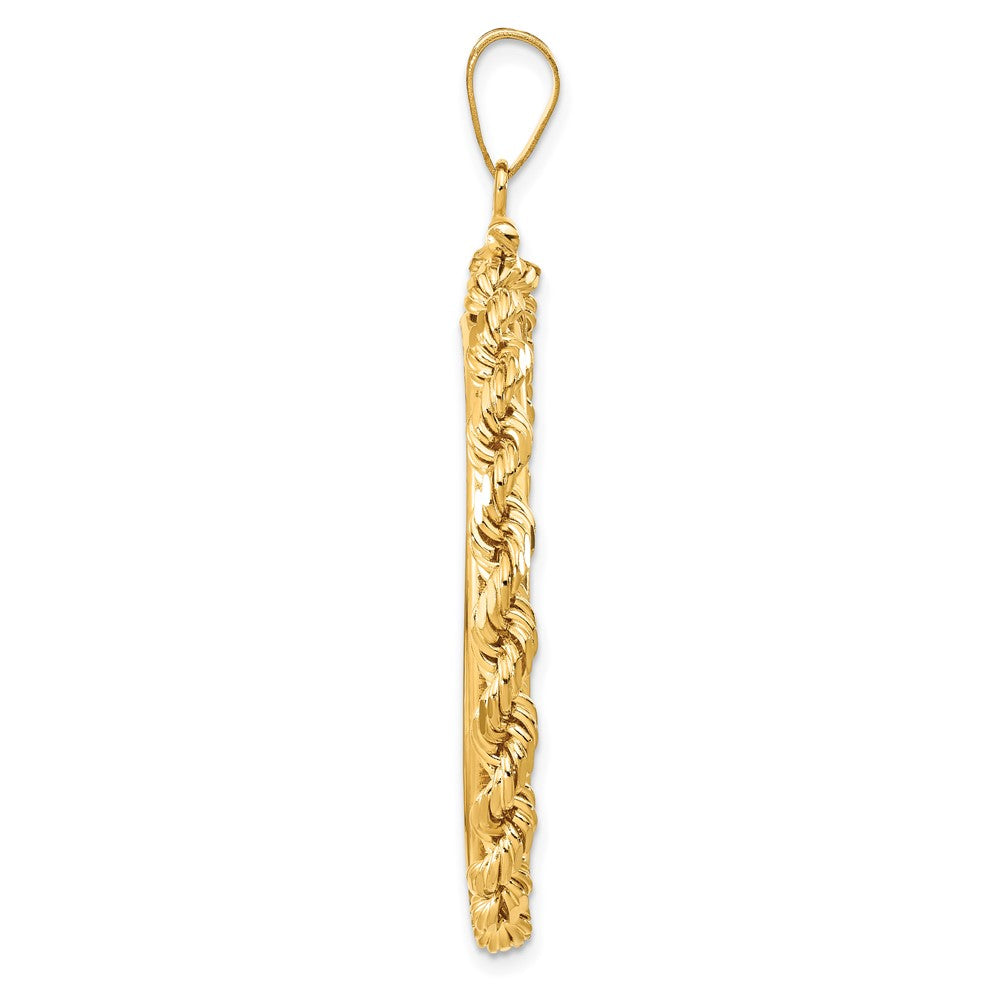 FJC Finejewelers 14 kt Yellow Gold Rope 34.2mm x 2.85mm Screw Top Coin Bezel Pendant