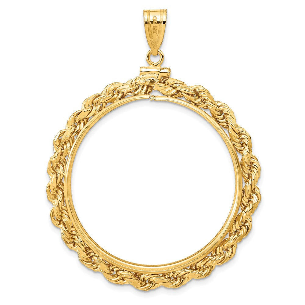 FJC Finejewelers 14 kt Yellow Gold Rope 34.2mm x 2.85mm Screw Top Coin Bezel Pendant
