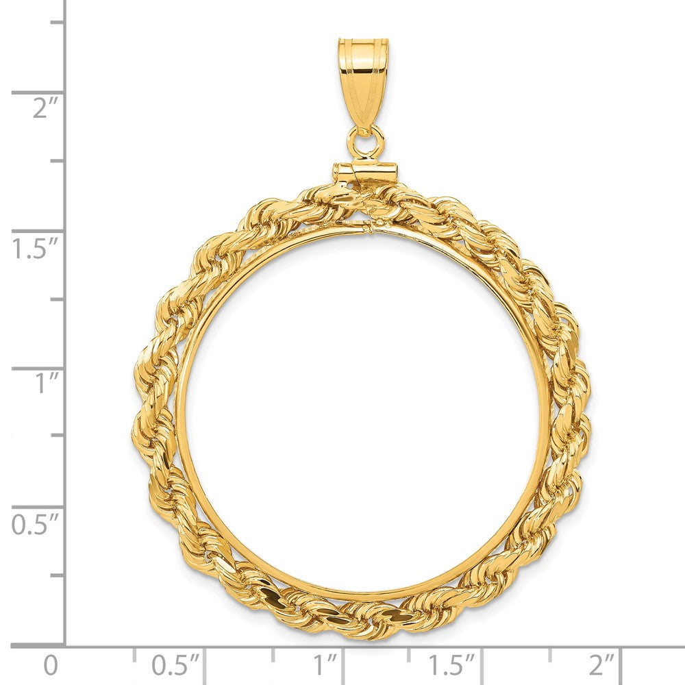 FJC Finejewelers 14 kt Yellow Gold Rope 34.2mm x 2.85mm Screw Top Coin Bezel Pendant