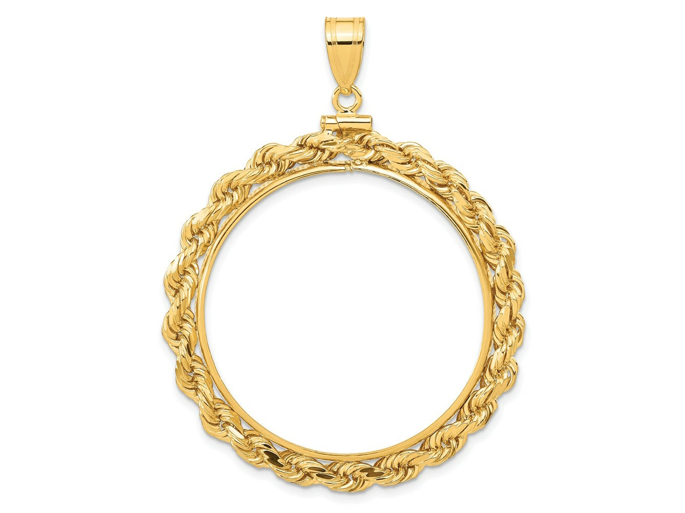 FJC Finejewelers 14 kt Yellow Gold Rope 34.2mm x 2.85mm Screw Top Coin Bezel Pendant