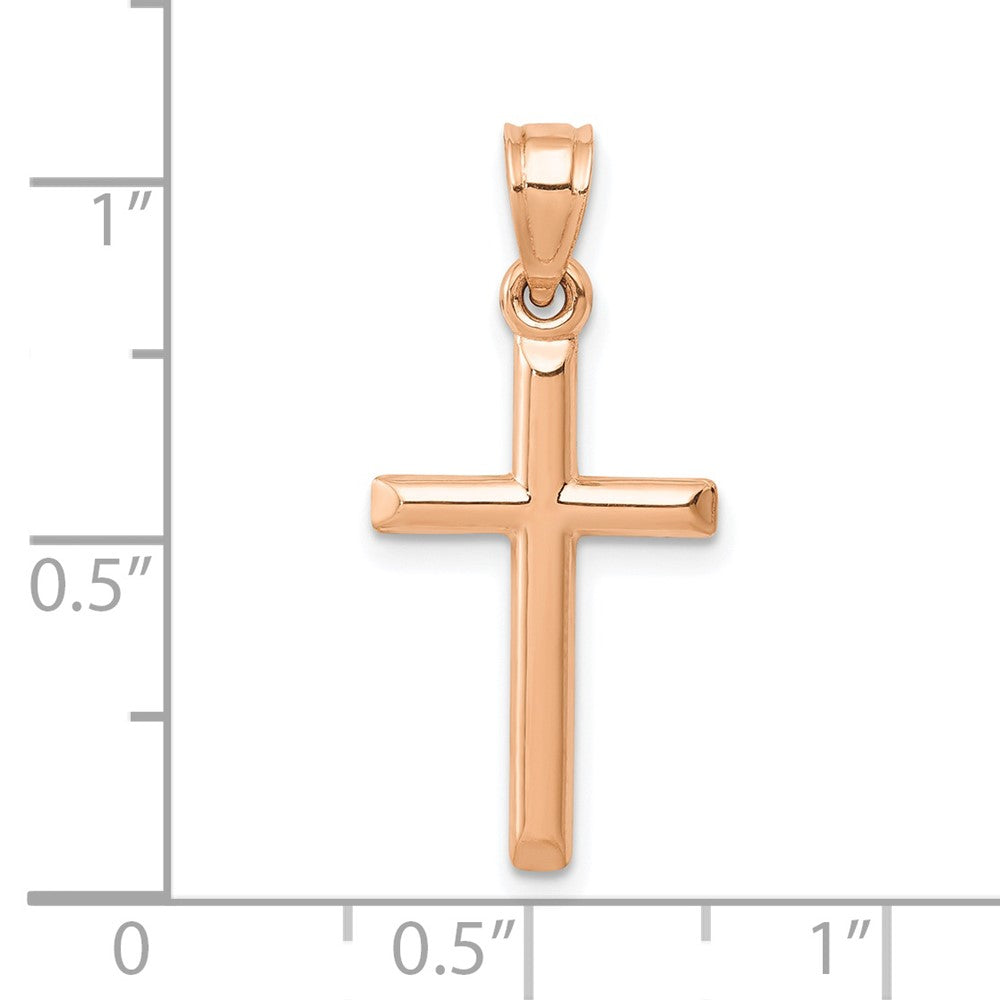 FJC Finejewelers 14 kt Rose Gold Themed Polished Hollow Cross Charm 25 mm x 12 mm