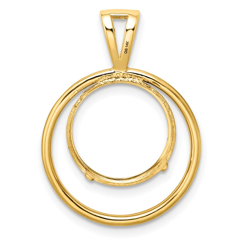 FJC Finejewelers 14 kt Yellow Gold Offset Double Circle 13.0mm Prong Coin Bezel Pendant