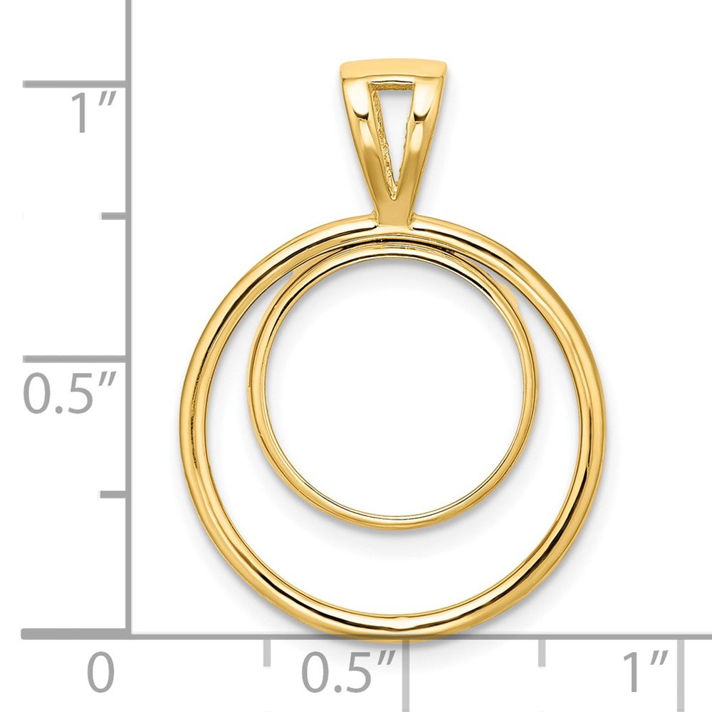 FJC Finejewelers 14 kt Yellow Gold Offset Double Circle 13.0mm Prong Coin Bezel Pendant