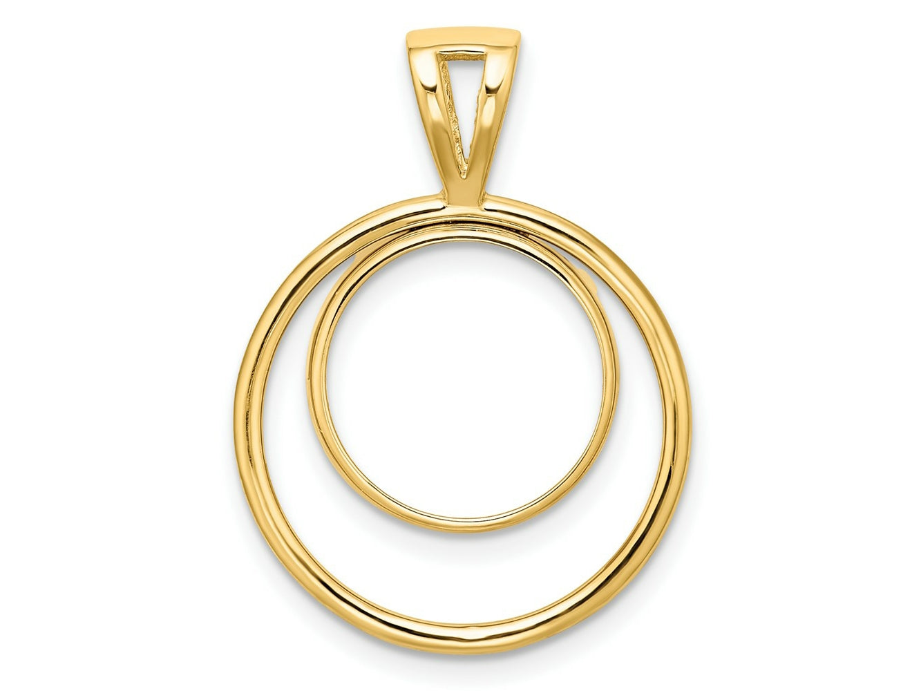 FJC Finejewelers 14 kt Yellow Gold Offset Double Circle 13.0mm Prong Coin Bezel Pendant