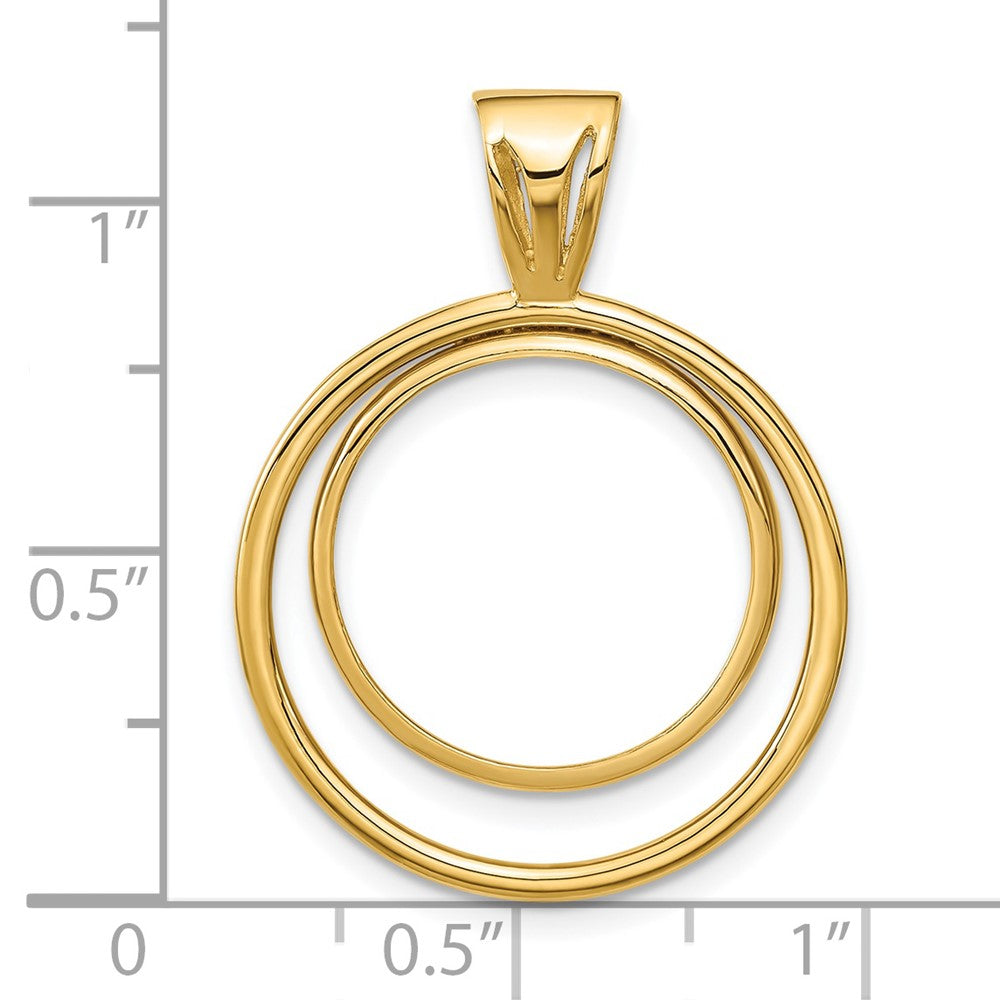 FJC Finejewelers 14 kt Yellow Gold Offset Double Circle 16.5mm Prong Coin Bezel Pendant