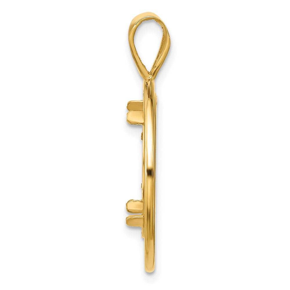 FJC Finejewelers 14 kt Yellow Gold Offset Double Circle 16.5mm Prong Coin Bezel Pendant