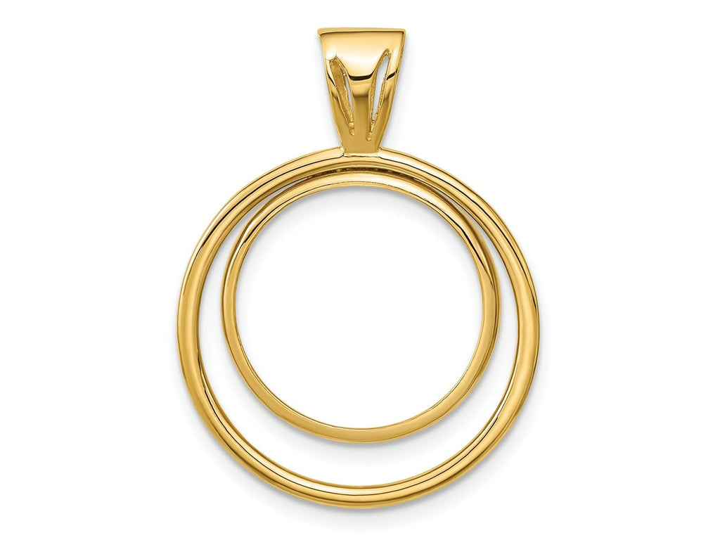FJC Finejewelers 14 kt Yellow Gold Offset Double Circle 16.5mm Prong Coin Bezel Pendant