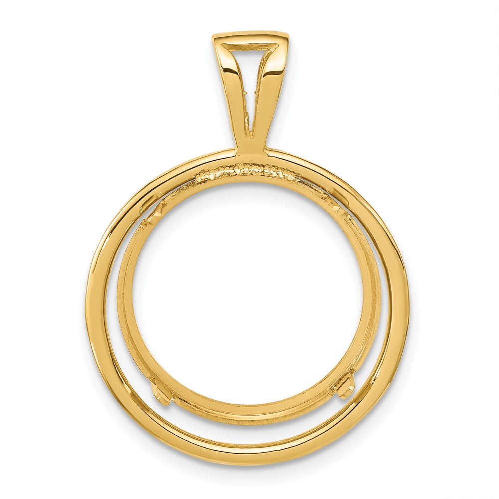 FJC Finejewelers 14 kt Yellow Gold Offset Double Circle 17.8mm Prong Coin Bezel Pendant